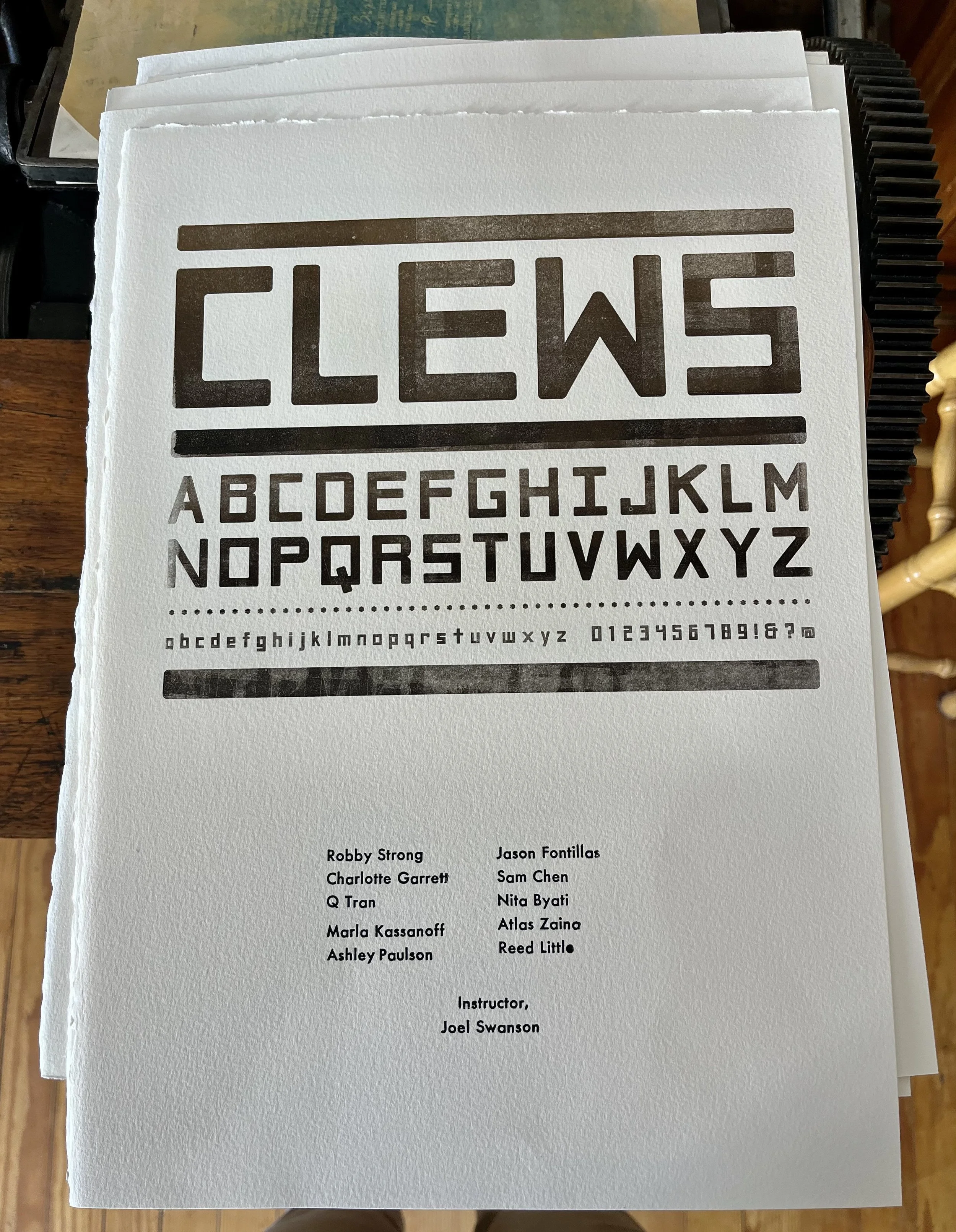 Clews Typeface printing